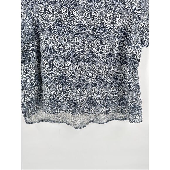 Rachel Zoe 100% Linen Boxy Floral Short Sleeve T Shirt Size 1X Plus Coastal - Picture 5 of 9